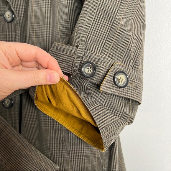 Vintage Fleet Street Glen Plaid Cotton Trench Coat Belted Double Breast Size 14 - Picture 8 of 12